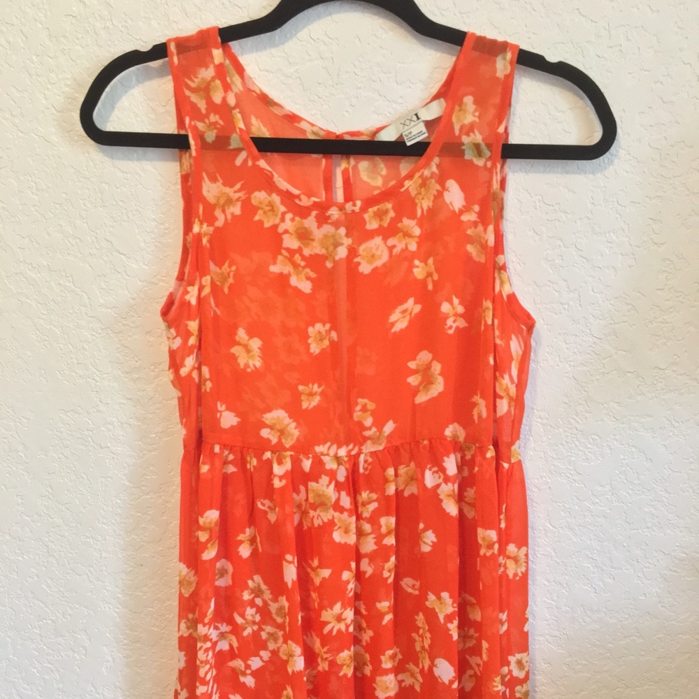 Sheer Orange Flower Dress